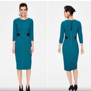 Boden Teal Midi Dress with Black Accents